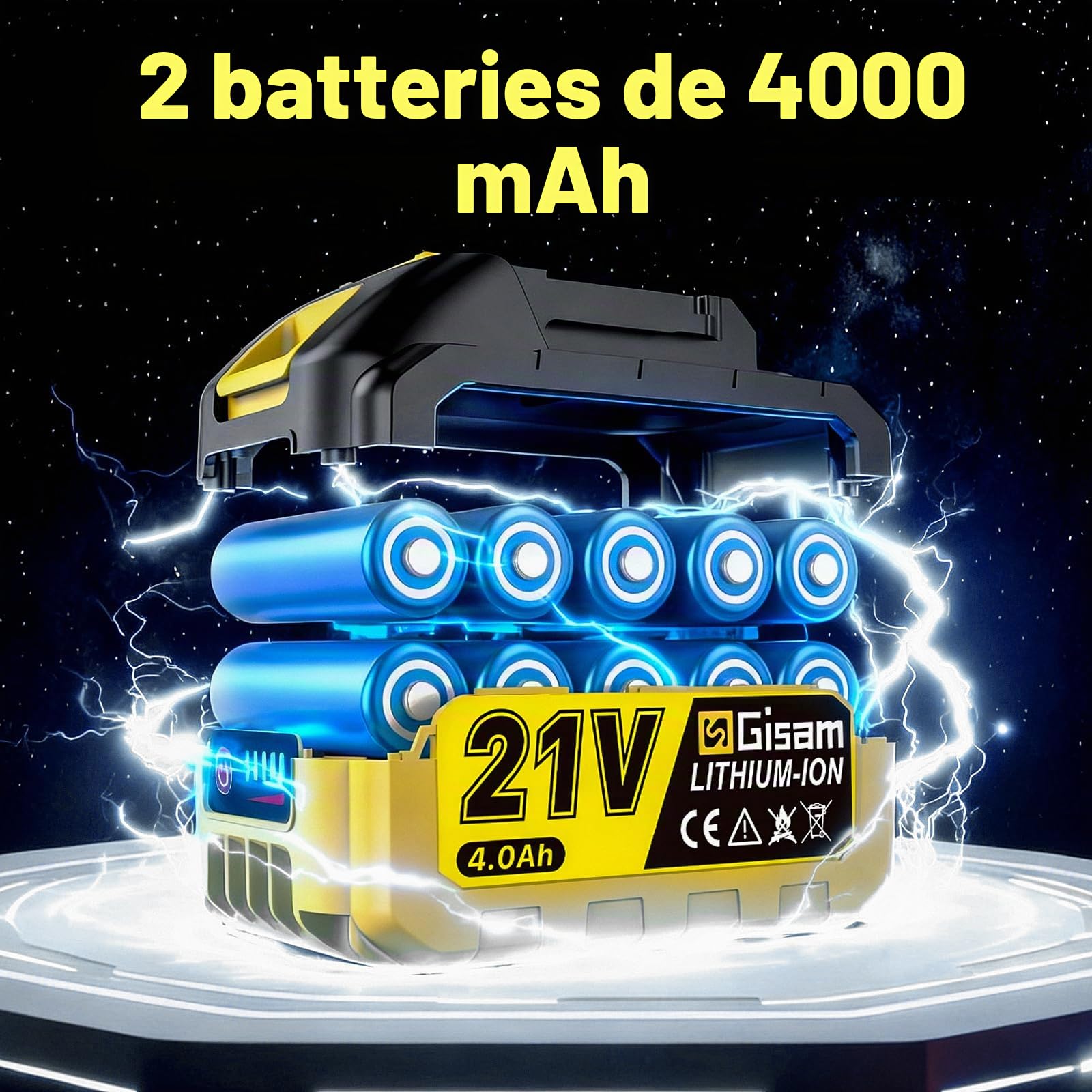 Souffleur à feuilles sans fil, moteur sans balais avec 2 batteries de 4,0 Ah, souffleur de feuilles max 900 000 tr/min, débit d'air 800 m³/h, 3 buses, 0,8 kg léger – Idéal pour les feuilles/neige
