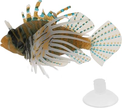 Artificial Glowing Fish - Silicone Fake Fish with Suction Cup & Floating Feature, Fluorescent Luminous Fish Tank Ornament, Black & Orange, 1 Set