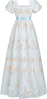 FCCAM Womens Regency Dresses Costume Empire Waist Dress Victorian Ball Gown 1800s Regency Era Dress - Buy now