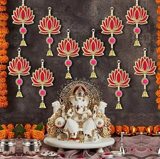 VRB Dec Acrylic TM Pack of 6 Lotus Hangings for Decoration/Hanging for Home Decor/Floral Wall Hanging for Temple Decor Diw... Price In India