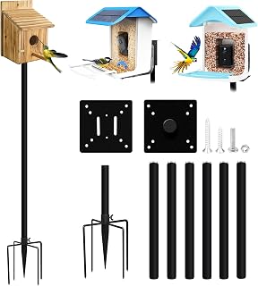 80 Inch Smart Bird House Pole, Bird House Poles Mount Kit for Smart Bird Feeder & Wooden Bird House, Adjustable Heavy-Duty Bird House Stand Post Set, Universal Outdoor Support Pole with 5-Prong Base