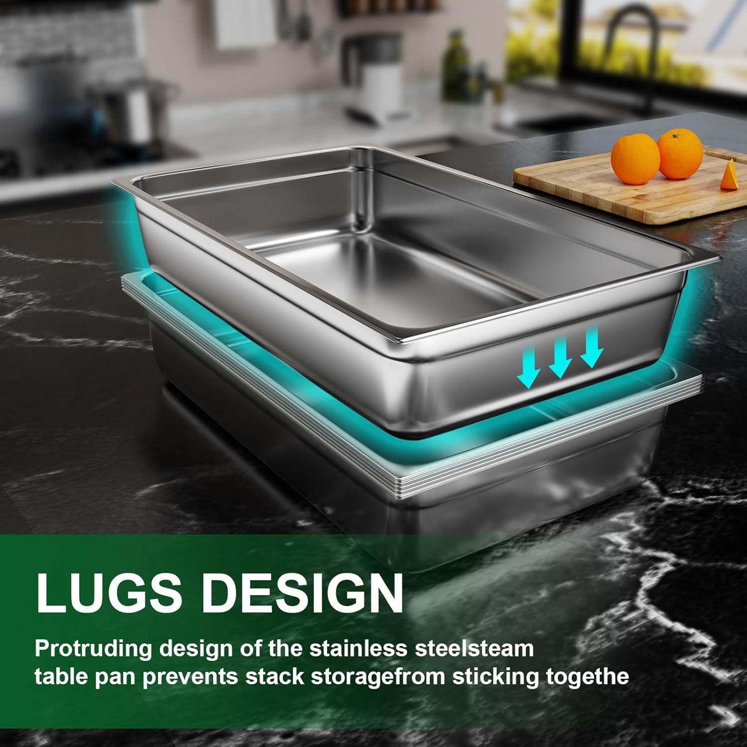 TAIMIKO GN 1/1 - Contenedores gastronométricos de acero inoxidable de 100 mm, 6 unidades, aptos para alimentos y resistentes al calor, para alimentos, tartas, hoteles, cocinas