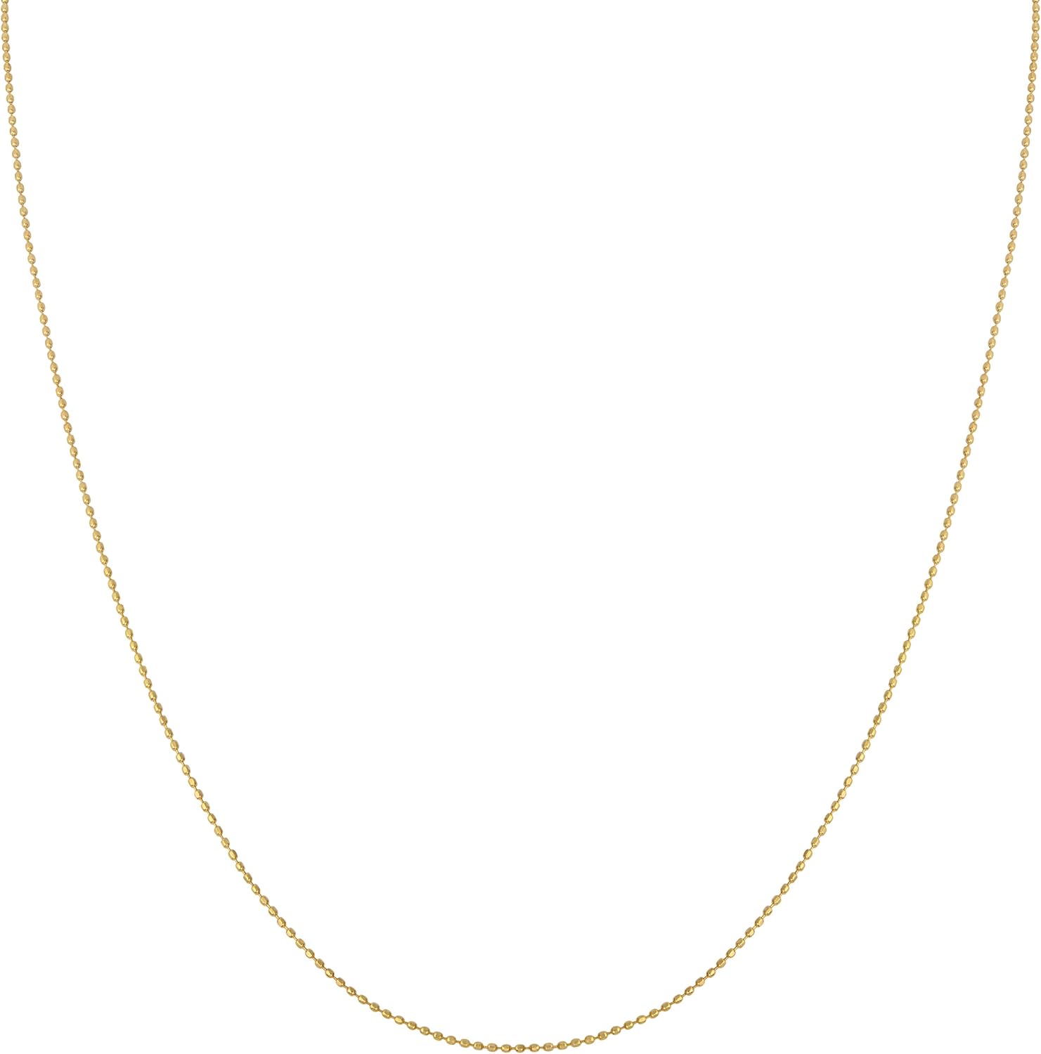 Kooljewelry 14k Yellow Gold 0.8 mm Diamond-cut Bead Ball Chain Necklace (16, 18, 20, 24 or 30 inch)