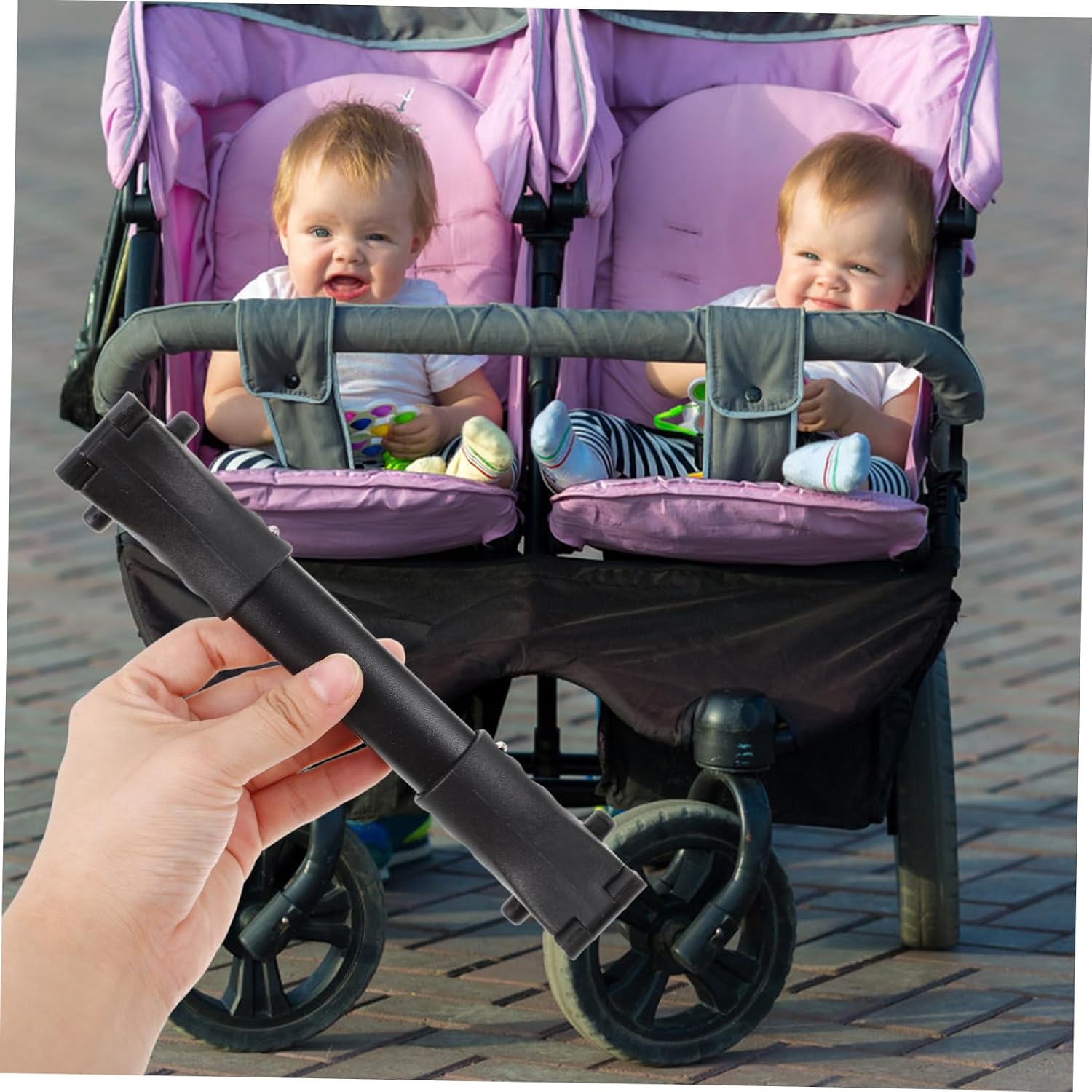 Universal Twin Stroller Connector for Baby Strollers Adjustable Length Heavy Duty Plastic Links Compatible for Parents Twins