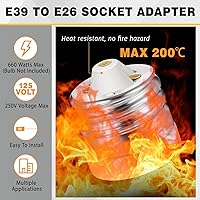 Vista 3 de 2 paquetes de convertidores de enchufe E39 a E26, Mogul de cerámica E39 a base media E26 estándar, adaptadores de enchufe de bombilla base Mogul