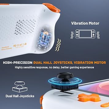 Kinhank K56 Retro Handheld Game Console Built-in 16000+ Games,Android 14.0 Portable Game Console,5.5 inch Touch Screen,6GB RAM+128GB ROM,5000mAh Battery,WiFi 5.0,BT5.0,Hall Rocker (White)