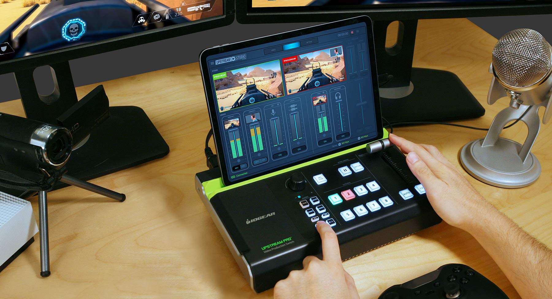 Producing Streaming Video for Multiple… IOGEAR Upstream Pro Video Production Switch (TAA Compliant