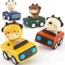 MOONTOY Cars for Children Toys Gift for Children 1 2 3 Years,4 Pieces Animal Racing Cars for Children 1 to 3 Years,Baby Press and Go Car Toys for 12 18 24 Months or More