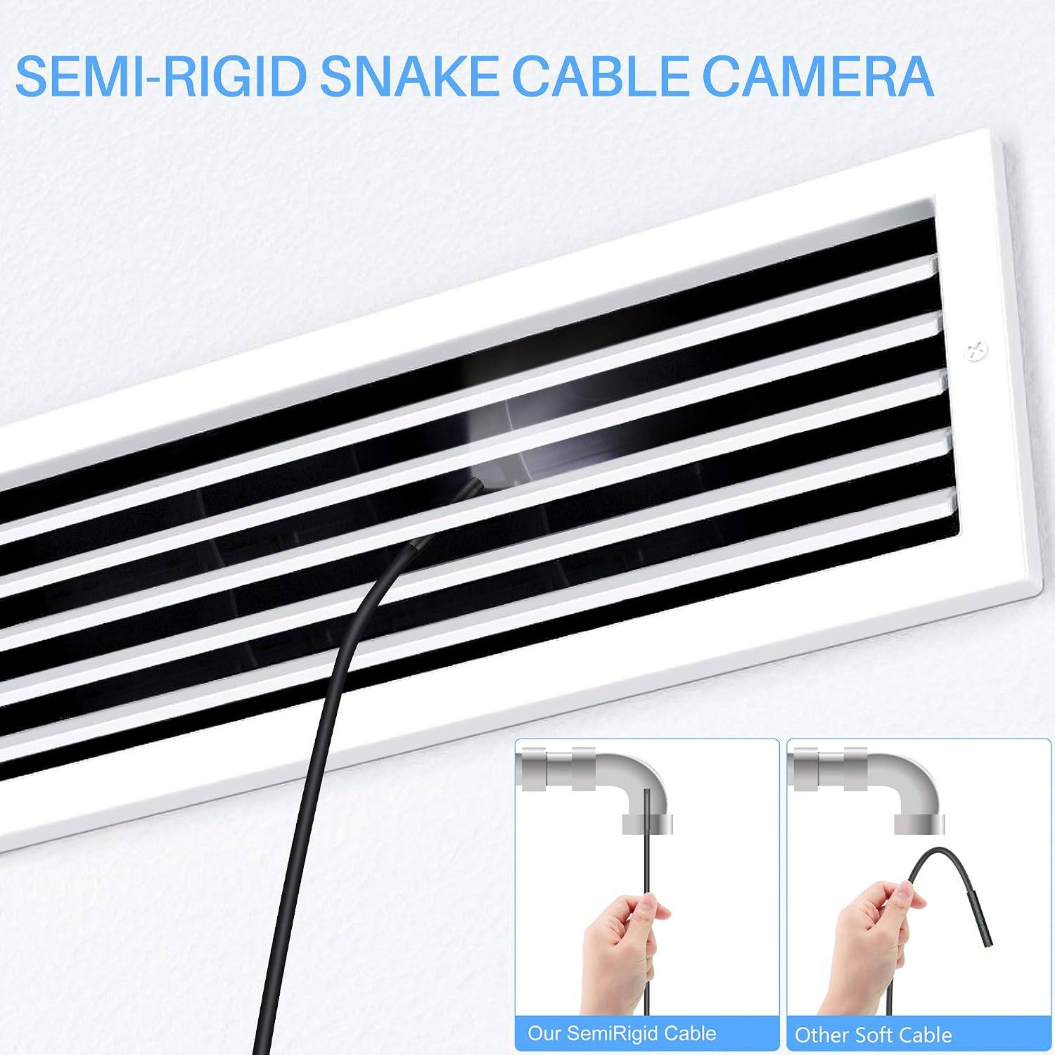 Industrial Endoscope Borescope Inspection Snake Camera Waterproof with 4.3 inch LCD Screen 1080P HD Digital Cameras, 9.84 Feet Semi-Rigid Cord with LED Lights, 32GB TF Card (9.84 ft/3 Meters)