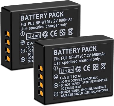 2-عبوة NP-W126/بطارية NP-W126S بسعة 1600 مللي أمبير لفوجي فيلم X-T100 X-T200 X100F X100V X-S10 X-A3 XA X-A10 X-E2S X-E3 X-E4 X-H1 X-M1 X-Pro2 X-Pro3 X-T1 X-T2 X-T3 X-T10 X-T20 X-T30 X-T30 II