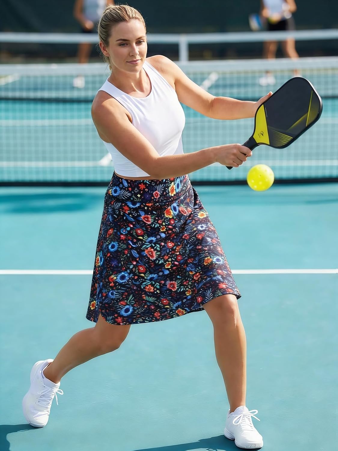 Kimmery Golf Skirts for Women 20" Knee Length Skorts Skirts with 3 Pockets Split Hem Athletic Skirts Sizes M-3XL
