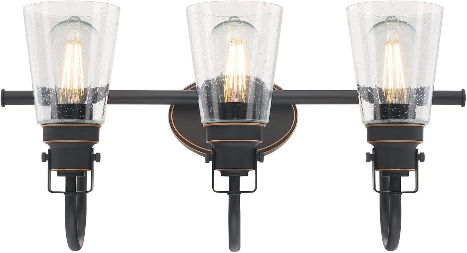 Westinghouse Lighting 6574700 Ashton Three-Light Indoor Wall Fixture, Oil Rubbed Bronze Finish with Highlights and Clear Seeded Glass