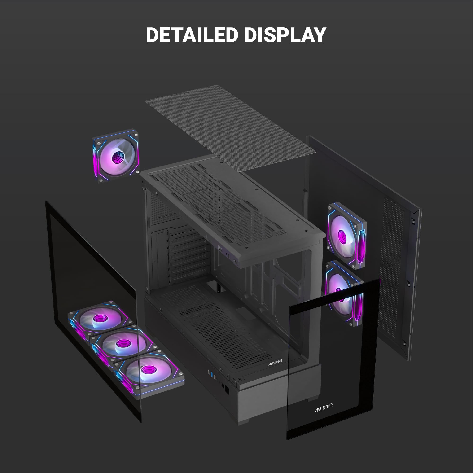Ant Esports Crystal X6 Lite - Black Gaming Case -10