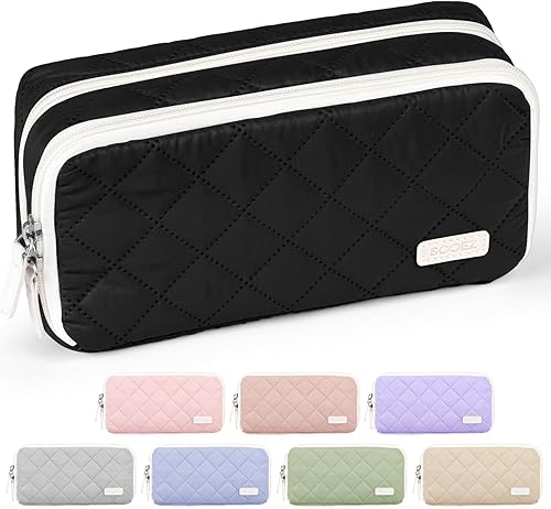 Miniatura 11 de Sooez Estuche grande para lápices, bolsa para lápices extra grande con 8 compartimentos, bolsa para bolígrafos de apertura amplia, organizador