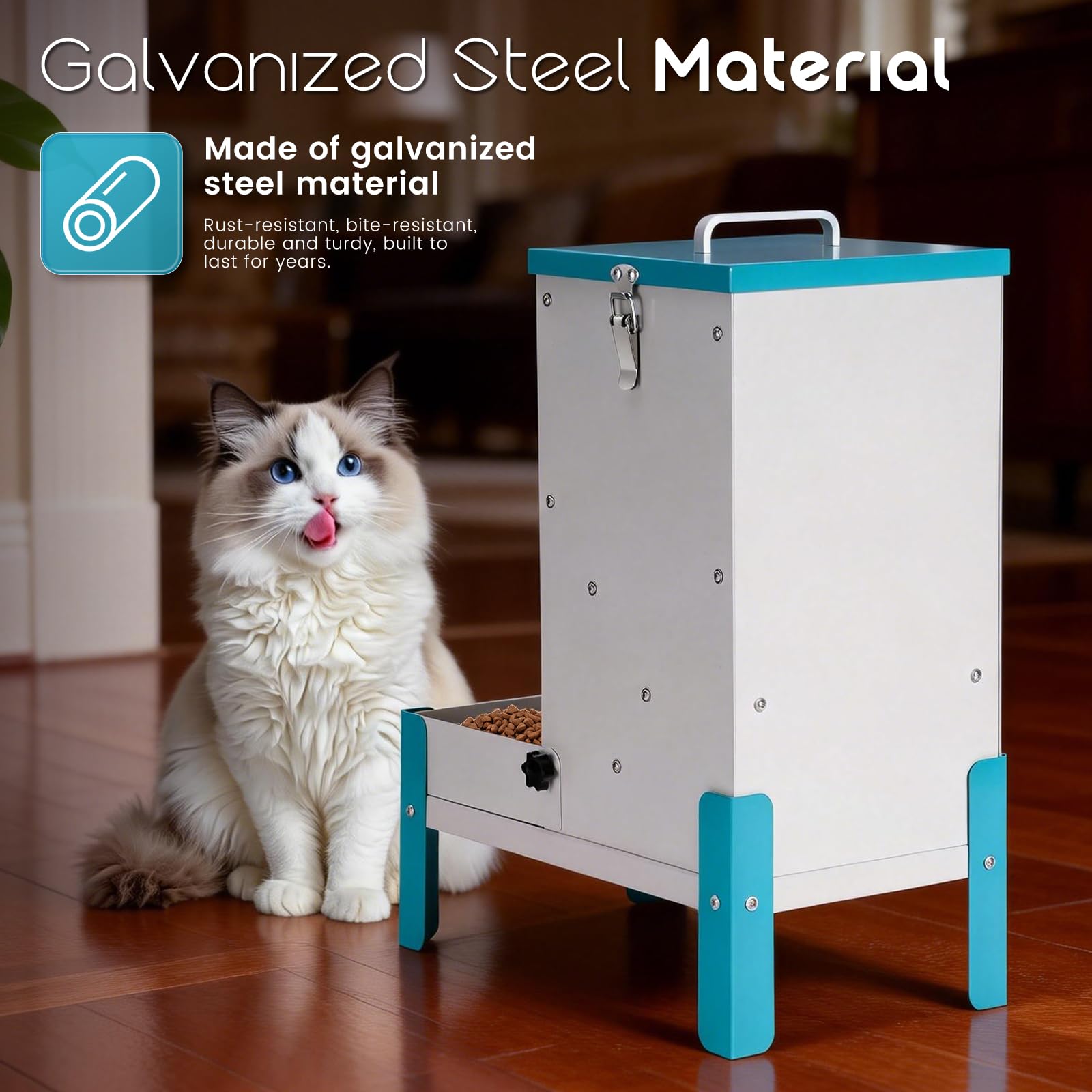 comedero automático para perros de gato, máquina automática de alimentación de mascotas de acero inoxidable para perros y gatos, alimentador de metal por gravedad con tapa y soporte para