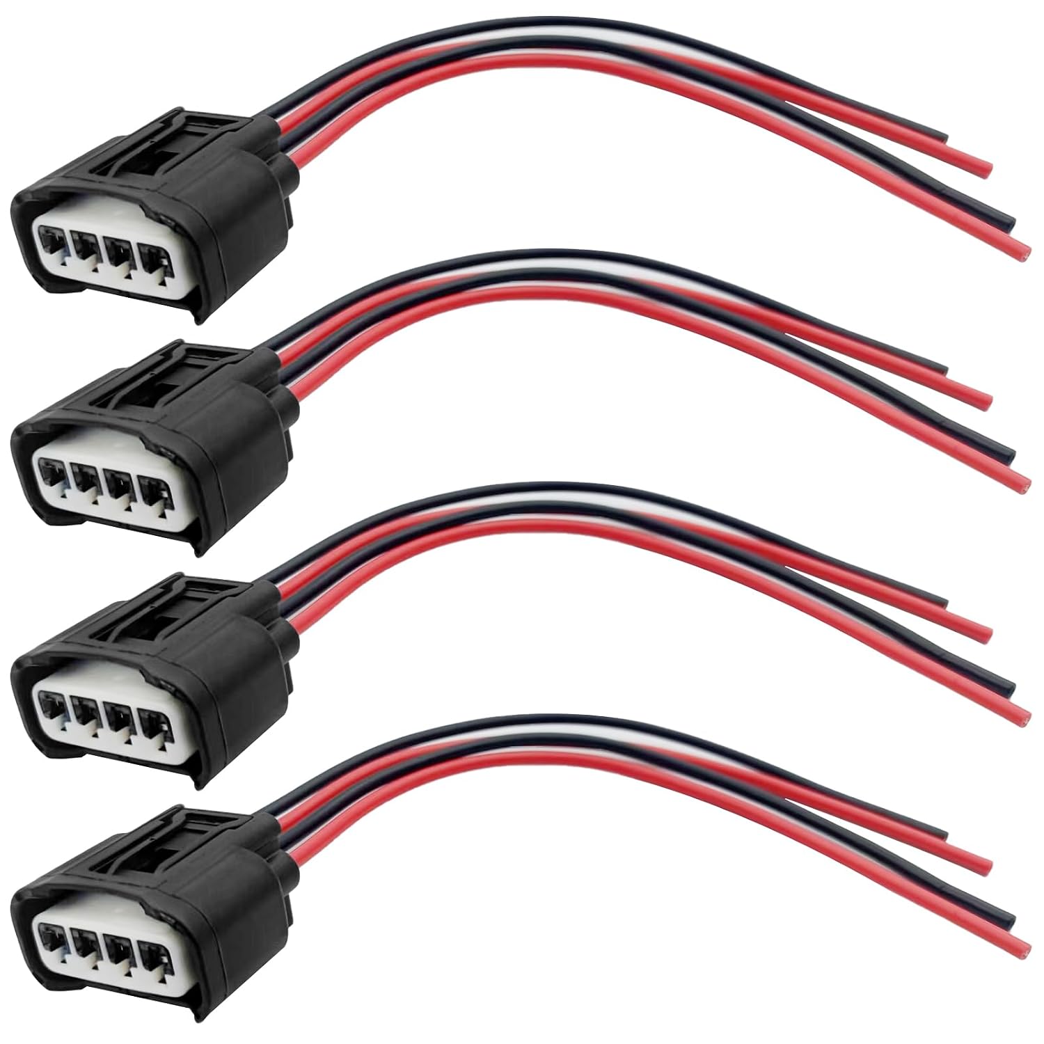 4PCS Ignition Coil Connector, 4-Wire Female Plug Harness Pigtail, Replacement for #90980-11885, Automotive Coil Wiring Cable Connector for Car Accessories