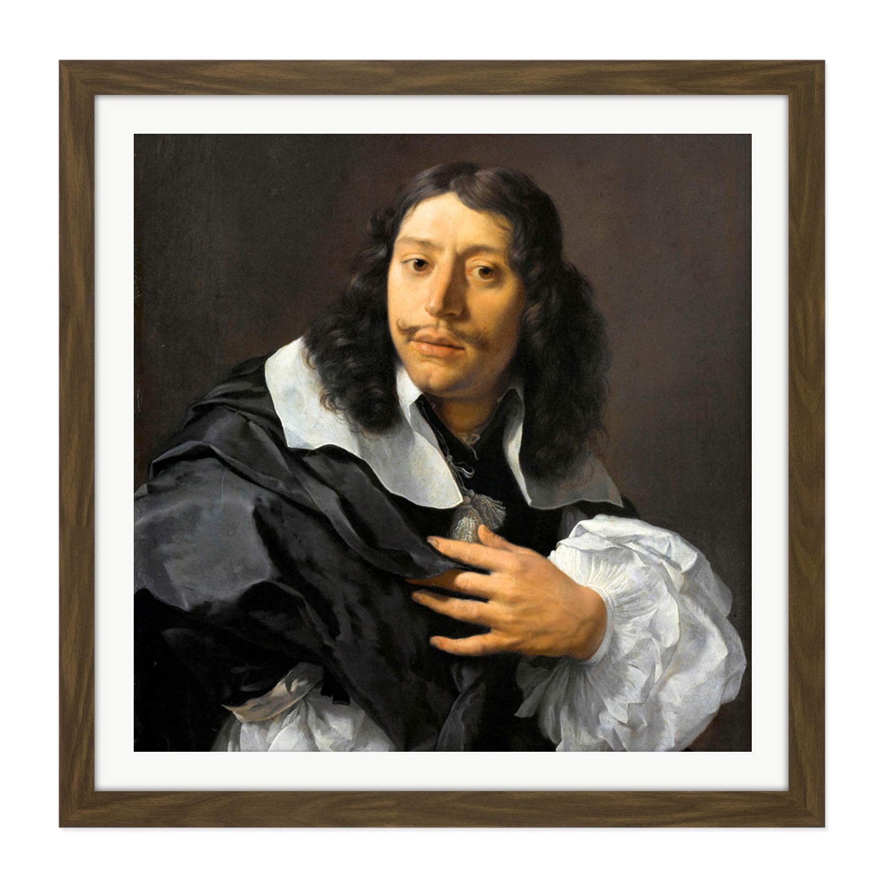 Artery8 Rembrandt Van Rijn Selfportrait Life Drawing Square Wooden Framed Wall Art Print Picture 16X16 Inch