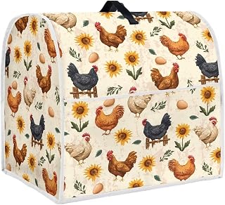 Sunflower Chicken Print Kitchen Aid Mixer Cover, Kitchen Stand Mixer Dust Cover with Handle, Kitchen Aid Covers for Stand Mixer or Coffee Maker Kitchen Aid Mixer Assecories, S