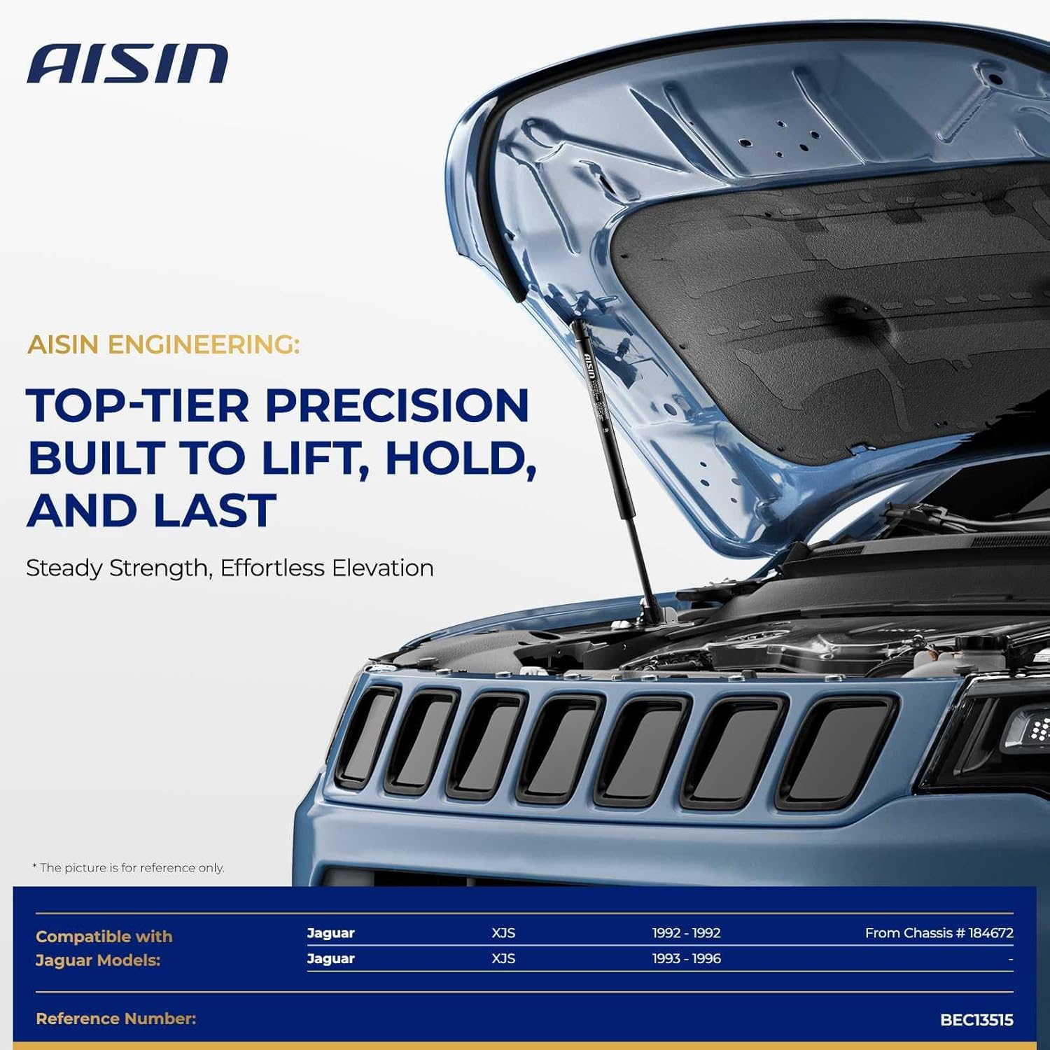 AISIN GASAZ-00977 Front Hood Lift Supports Shock Struts - Compatible with Jaguar XJS 1992-1996 - Set of 2