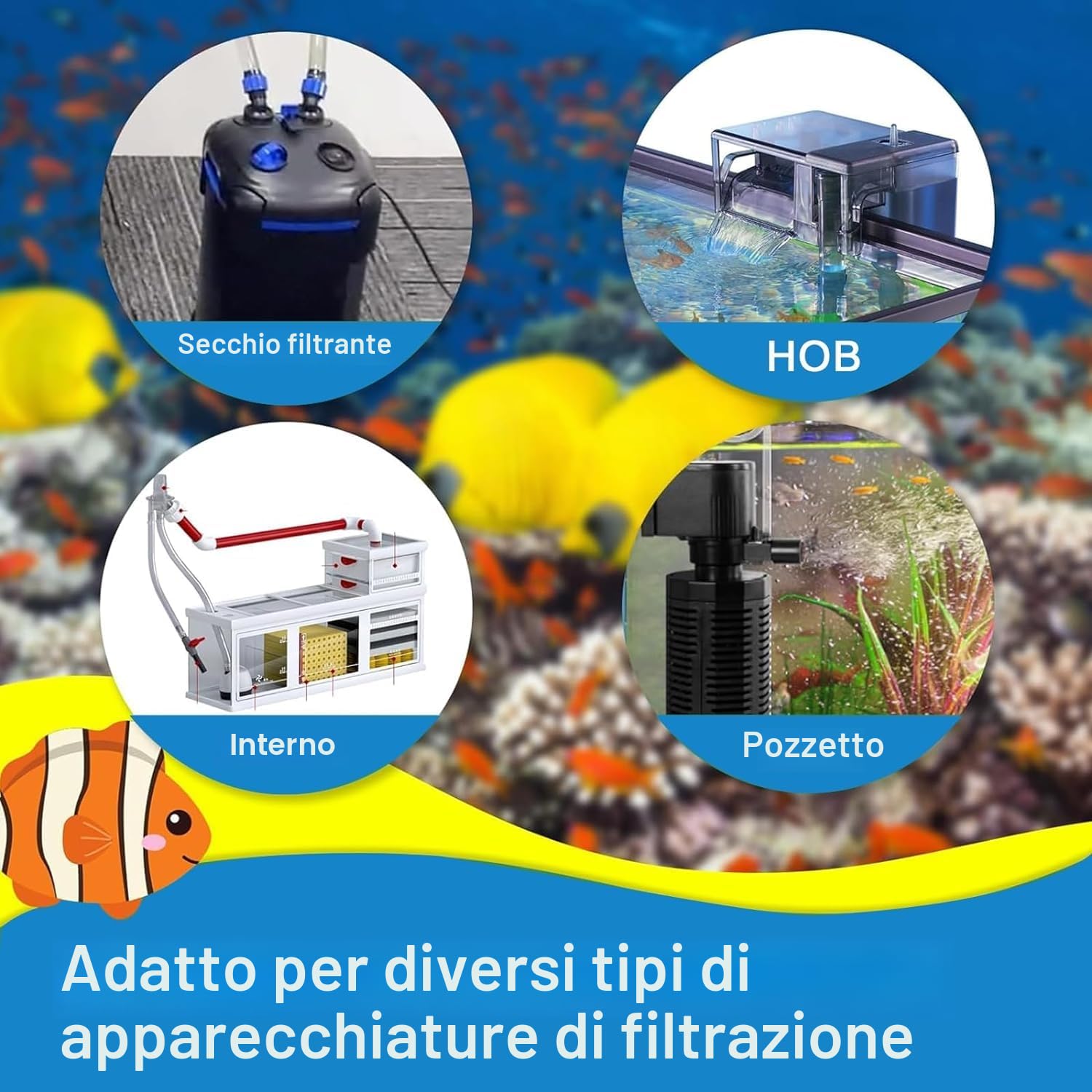 Spugna filtrante per acquario, 2 m di tampone filtrante per acquario, tampone filtrante biochimico ispessito,Schiuma filtrante per acquario di bacino