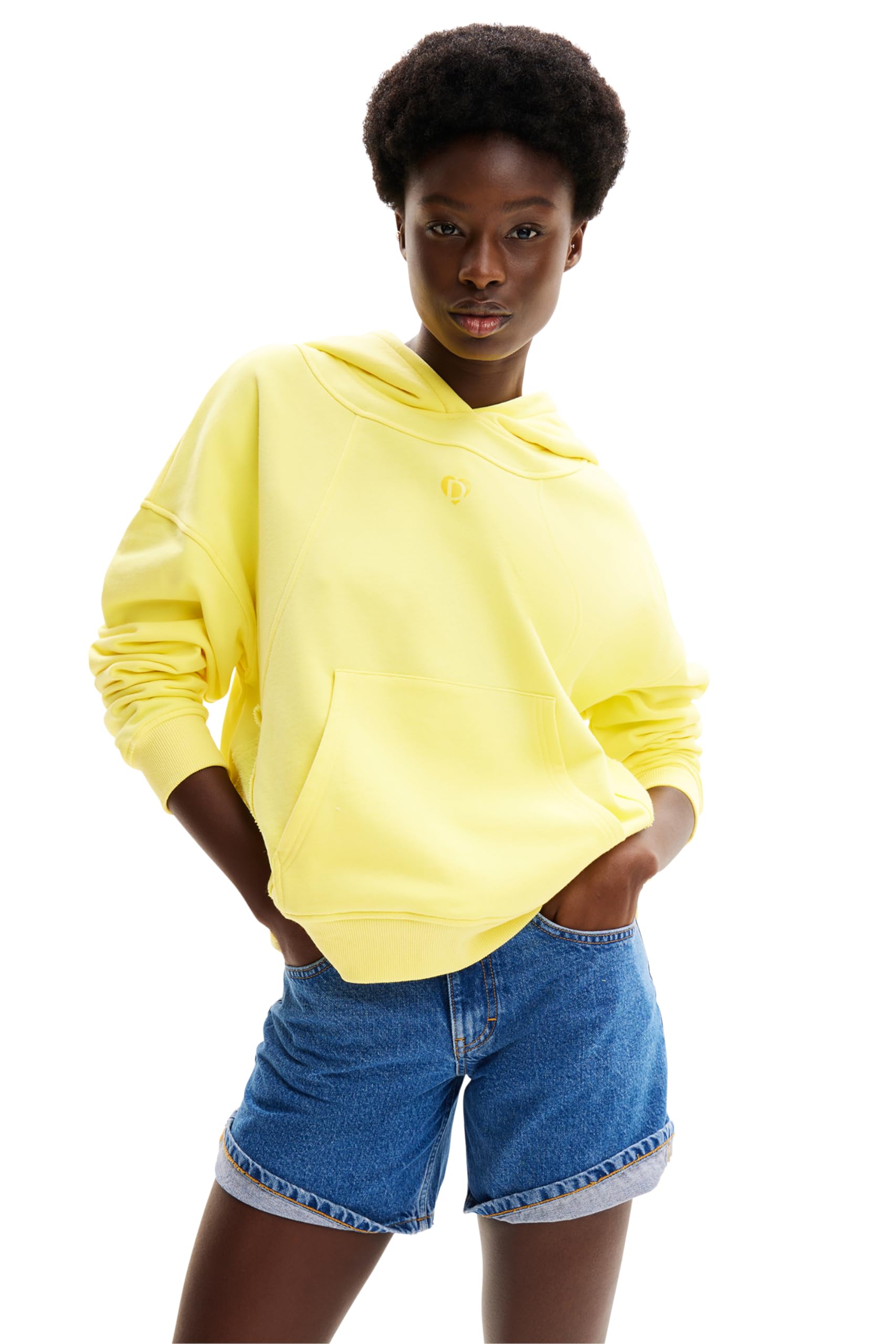 Desigual Damen Gelb Women's Logo Sweater, Yellow, Xl
