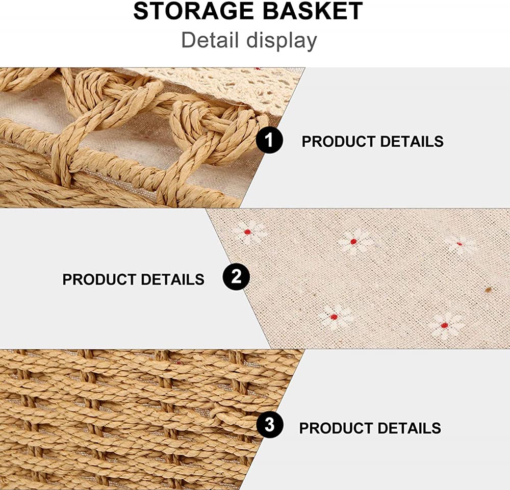 Cestino per il pane creativo Cestino portaoggetti in vimini con fodera Cestini portaoggetti in vimini naturale Cestino per snack da tavolo rettangolare-M