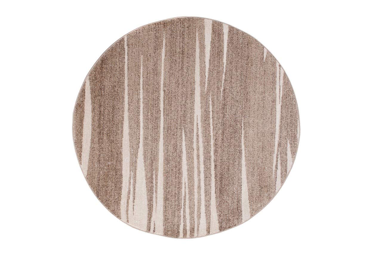 TAPISO Sari dywan okrągły brązowy beżowy nowoczesny paski melanżowy design salon sypialnia Ökotex 150 x 150 cm