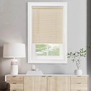 Achim Cordless Light Filtering Mini Blinds 27x48 Alabaster - 1" Vinyl Slats, Child-Safe GII Morningstar Horizontal Window Blinds
