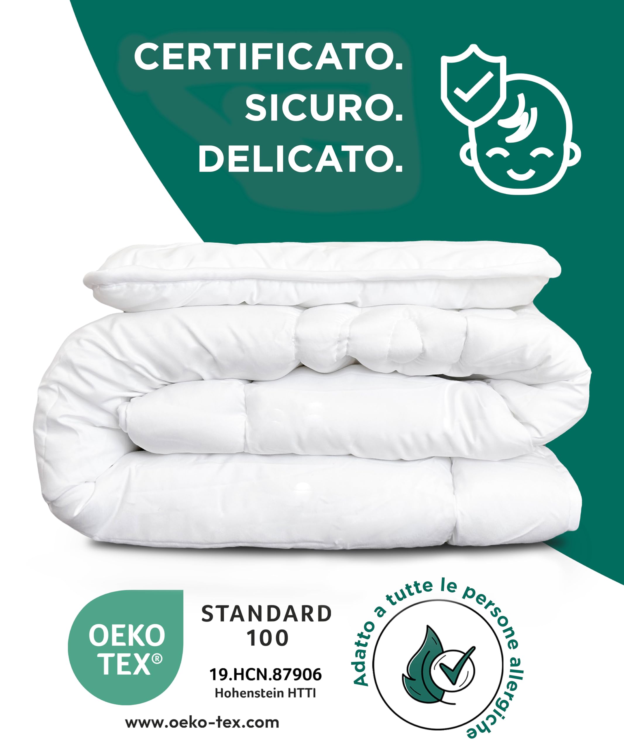 KNERST® Set Piumino Lettino 100x135 + Cuscino 40x60 - Piumone Culla Neonato e Trapunta per Lettino - Coperta Lettino Traspirante, Anallergica e Lavabile