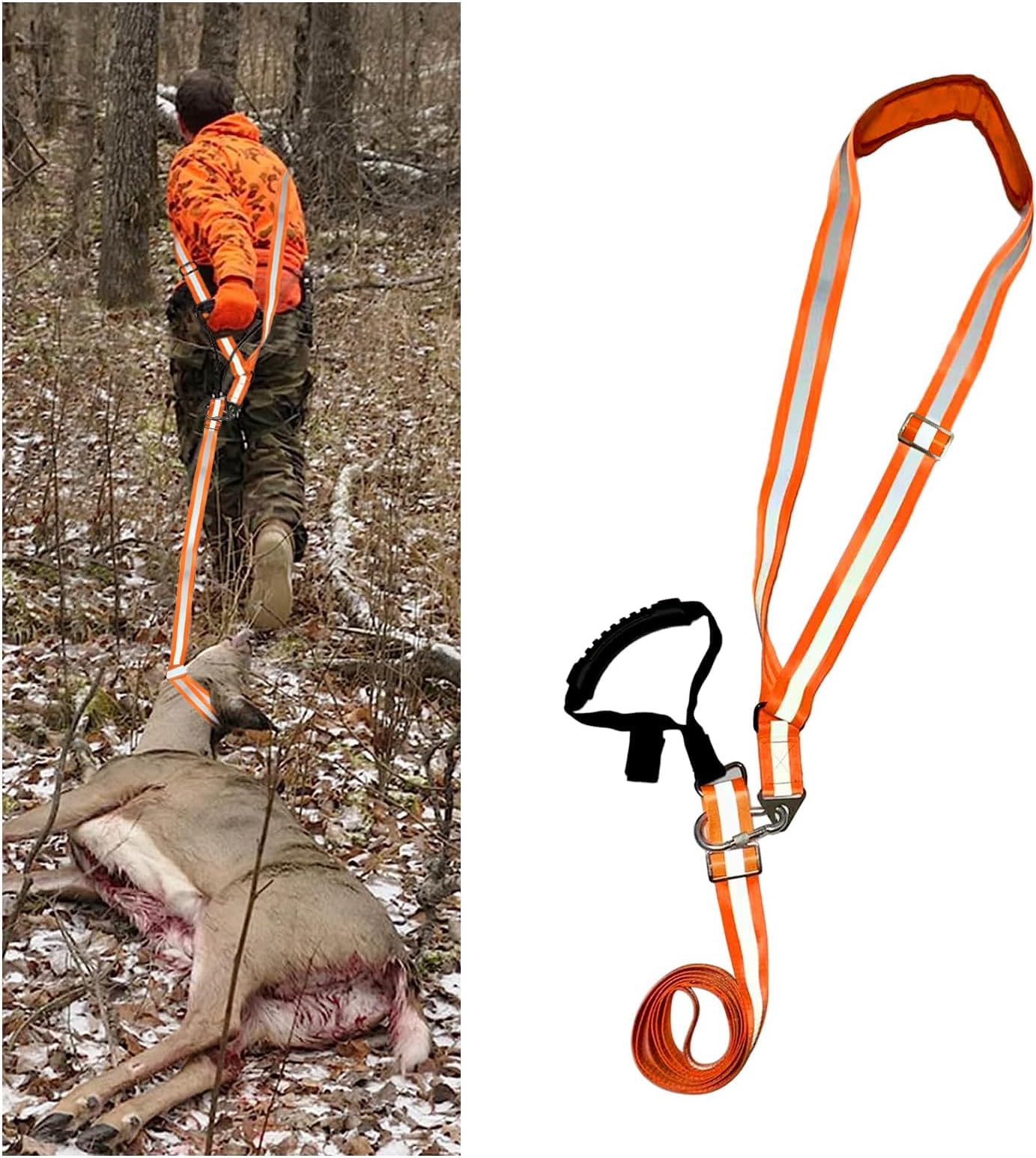 Deer Drag Strap and Harness Heavy Duty Safety Deer Dragging Rope Hunting Accessories for Hunters