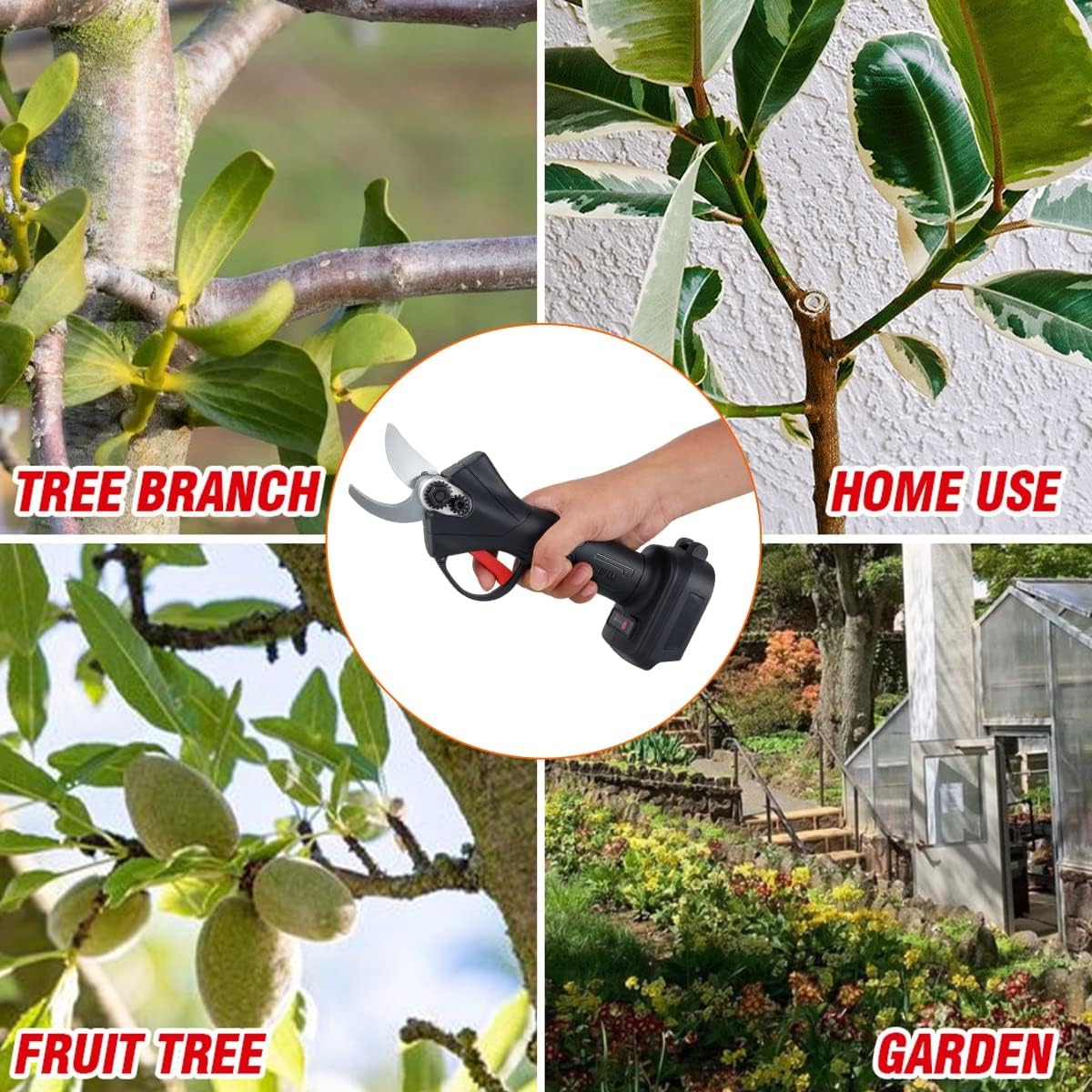 GeRRiT Electric Pruning Shears, Electric Pruning Shear Cordless Brushless Pruner Tree Branch Pruner Branches Scissor 30mm Cutting Diameter,Power Chain Saws