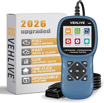 V860 Scanner for Car and Trucks,OBD2 Diagnostic Tools and Code Reader for Engine Check,Battery Test, O2 Sensor and EVAP Leak for Annual Check Readiness,Printable Export,Vehicle After 1996
