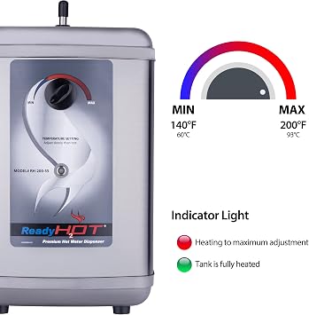 Ready Hot 40-RH-200-SS Instant Hot Water Dispenser System, 2.5 Quarts Manual Dial Tank Only, Stainless Steel