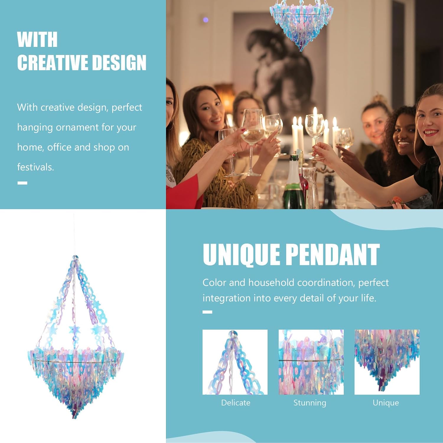 Neon Color Festival Pendant Chandelier for Party Holiday Decor
