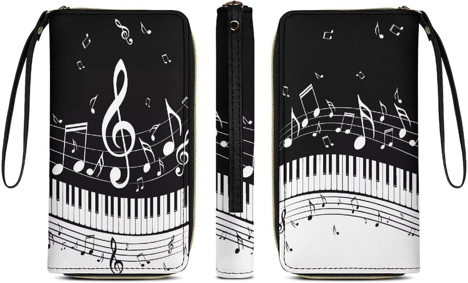 Black White Music Note PU Leather Stylish Wallet image 3