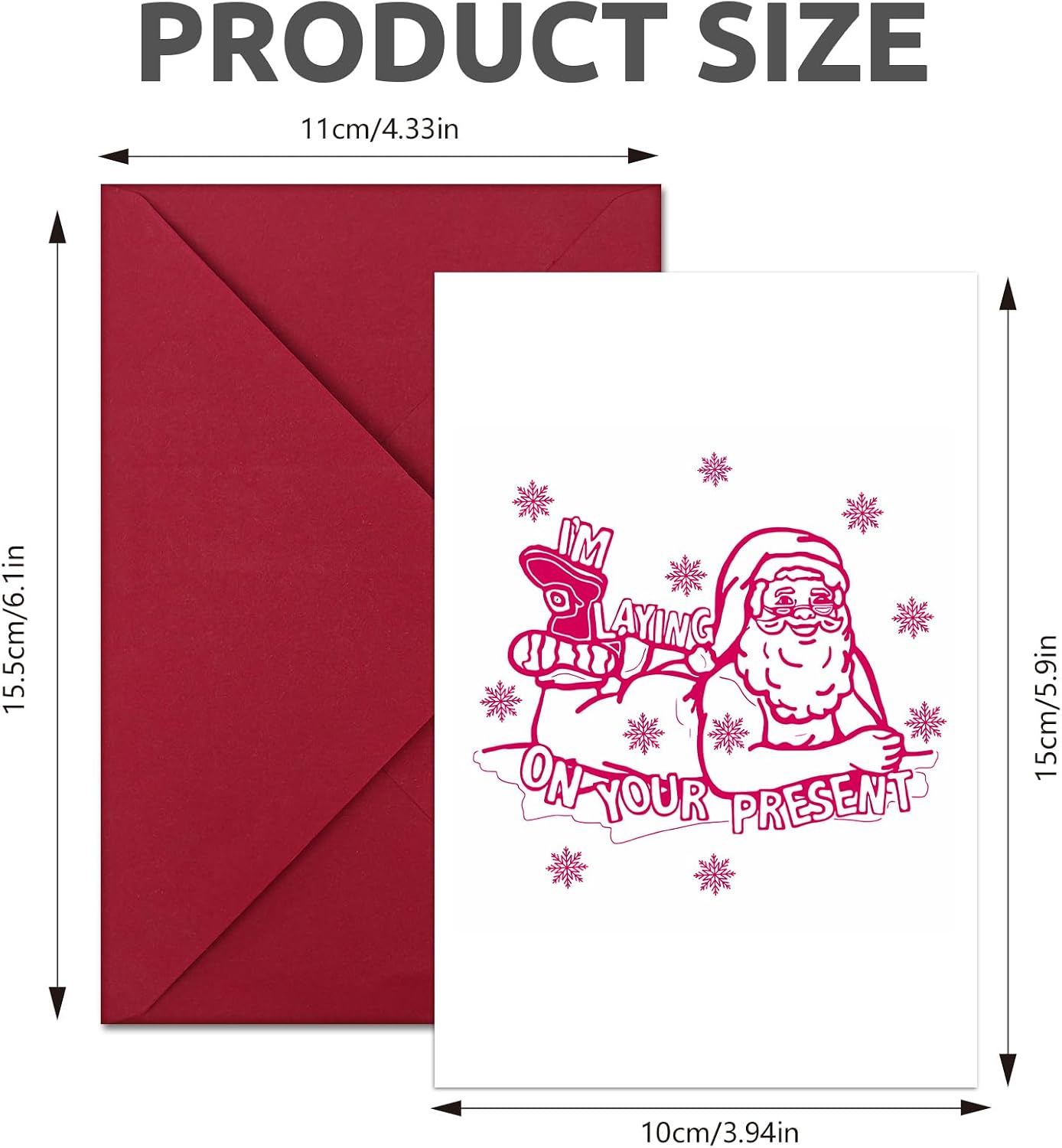 Funny Christmas Greeting Card with Red Envelope - I'M LAYING ON YOUR PRESENT Santa Claus Design, Xmas Festive Holiday for Kids Boys Girls Friends & Family, 7.8 x 5.9 Inches