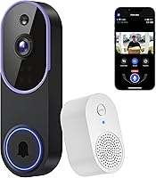 Lunelyx 1080P Wireless Video Doorbell Camera, AI Human Detection, Night Vision, 2-Way Audio, Indoor Chime - Purple, 2.4G WiFi