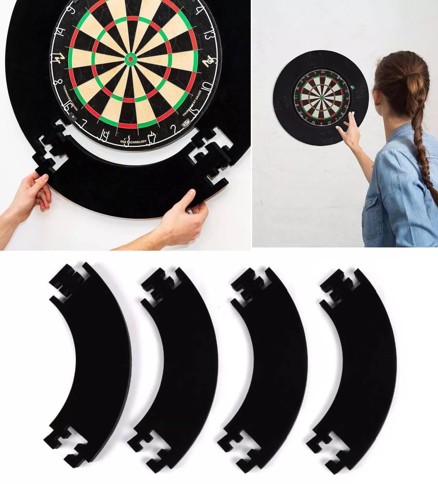 Darts Guard Protective Dartboard Darts Surround Wall Guard Protector Ring Plain Black 71cm ⌀