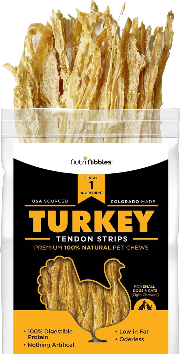Nutri NIbbles Turkey Tendons for Dogs All Natural Single Ingredient Jerky Treats, Sourced from The USA, Easy to Digest, Rawhide…