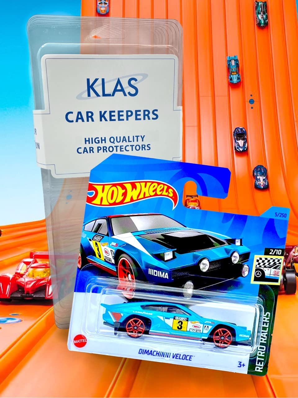 Hot Wheels Dimachinni Veloce (Teal Blue) 2/10 Retro Racers 2023-5/250 (Short Card) *** available in A KLAS CAR KEEPER PROTECTIVE COLLECTORS CASE *** HKJ78 - Image 3