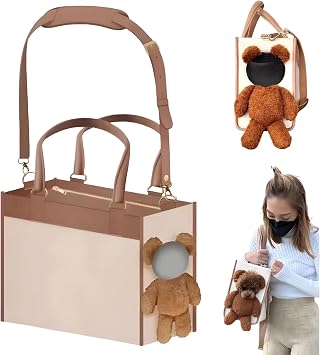 One-Shoulder Portable Cute Dog Outing Largecarrier Bag, Fashion Dog Purse Pet Carrier Leather Box for Small Dogs Cats Puppy, Portable Tote Bag Airline Approved Soft-Sided Carriers L