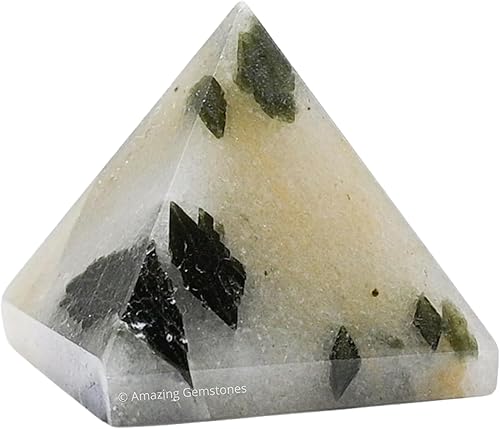Miniatura 30 de Amazing Gemstone White Agate Snow Quartz Pyramid Crystal Healing Stones - 1" Great Pyramid Figurine of Natural Stone Pyramid for Meditation, Reiki