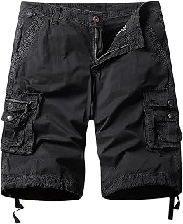 Youthful flying Mens Cargo Shorts Cotton Combat Work Half Pants Summer Vintage Multi-Pocket Shorts(Size:40W,Color:Dark Grey)