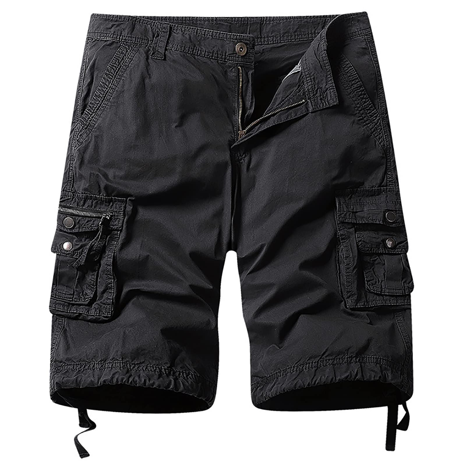 Youthful Flying Men's Dark Grey Cargo Shorts Cotton Combat Work Half Pants Summer Vintage Multi-Pocket Shorts(Size:34w,Color:dark Grey)