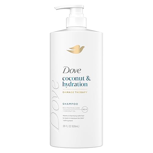 Dove Champú de coco e hidratación para cabello seco con tecnología de cuidado de bio-proteínas y aceite de coco, 28 onzas líquidas