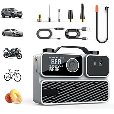 LISEN Tire Inflator Portable Air Compressor - 4 in 1 Tire Inflator 150 PSI 12V DC Portable Tire Inflator for Car, Portable Air Compressor for Car Tires 25,000mAh Battery Fit for Truck/SUV/Car/Bike