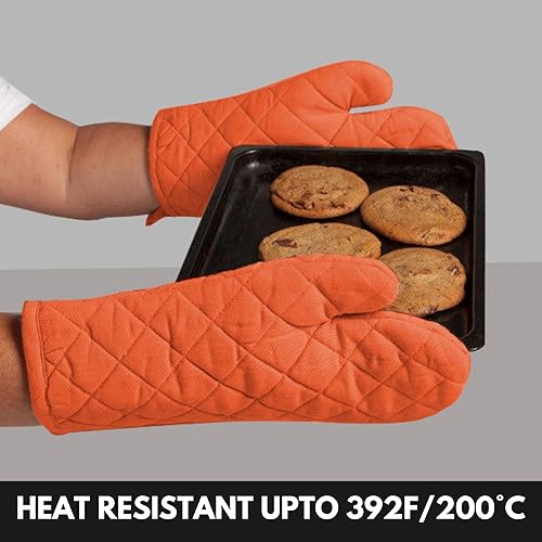 Miniatura 2 de Oven Mitt (7"x13") & Pot Holder (8"x8") 100% Cotton Set of Heat Resistant Oven Gloves & Hot Pads for Gifts, BBQ, Cooking, Baking, Thanksgiving -