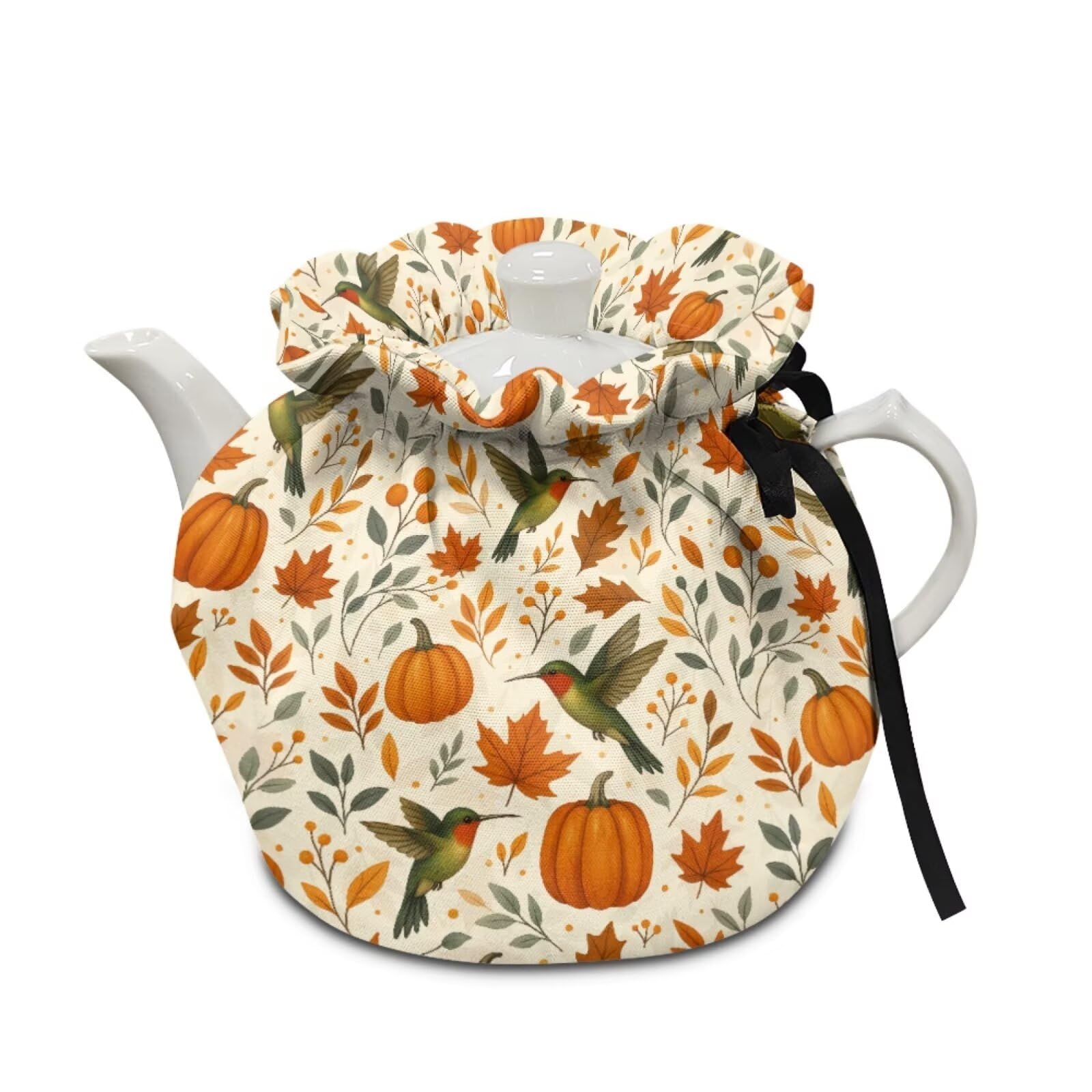 Hummingbird Tea Cosy for Teapot Insulated Kettle Cover, Maple Leaf Breakfast Warmer Kitchen Teapot Dust Cover Washable Tea Cozy Tabletop Decorations for Afternoon Party Gift for Holiday