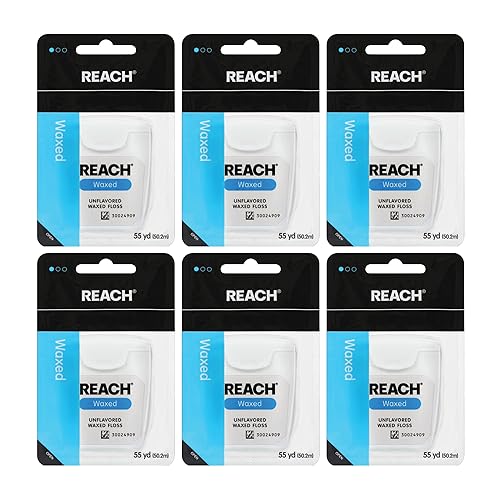 Reach Paquete de hilo dental encerado Eliminación eficaz de placa, superficie de limpieza extra ancha Resistencia a la trituración y tensión, se