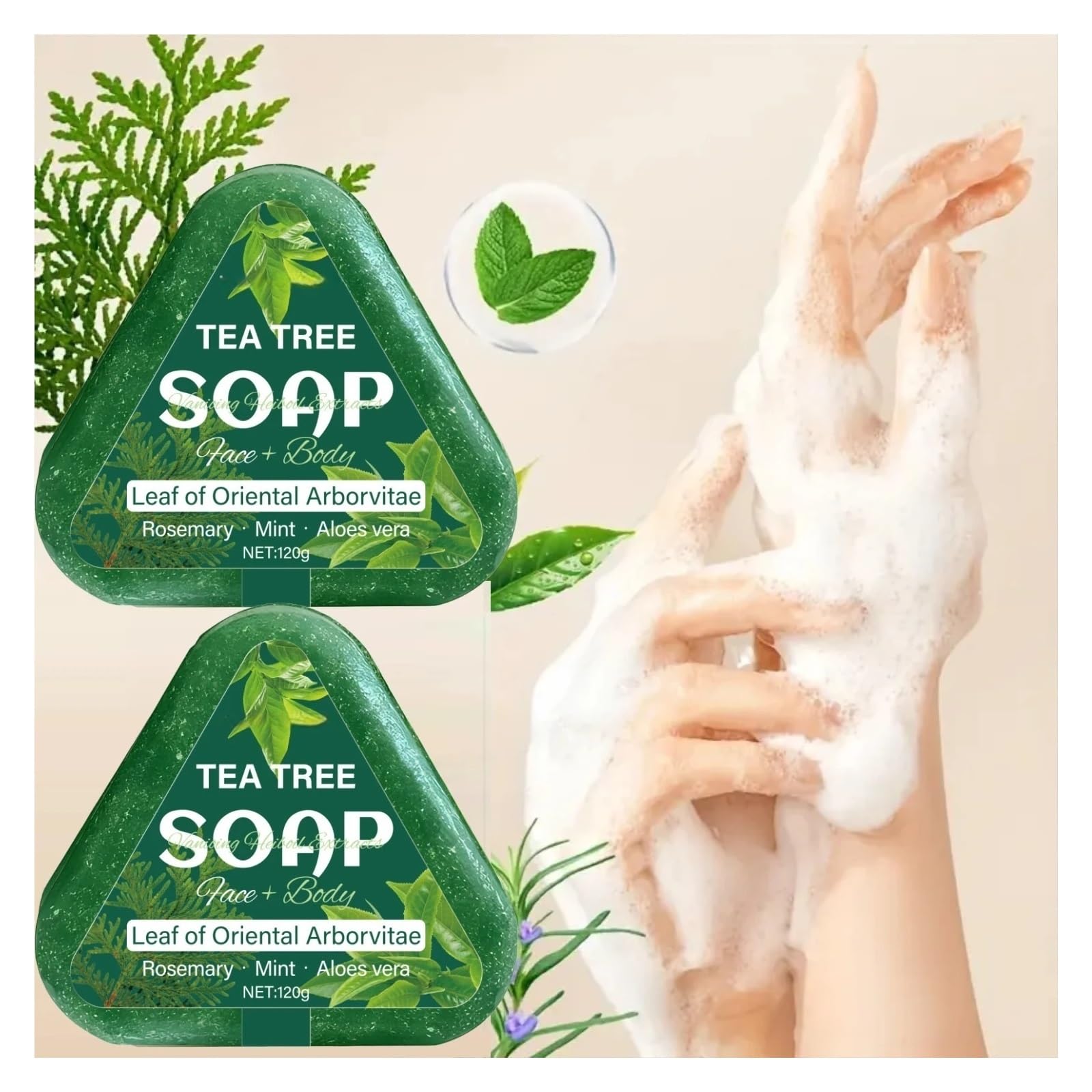 Teebaumseife Teebaum-Shampoo-Riegel 120 g mit Hyaluronsäure | [](2pcs)